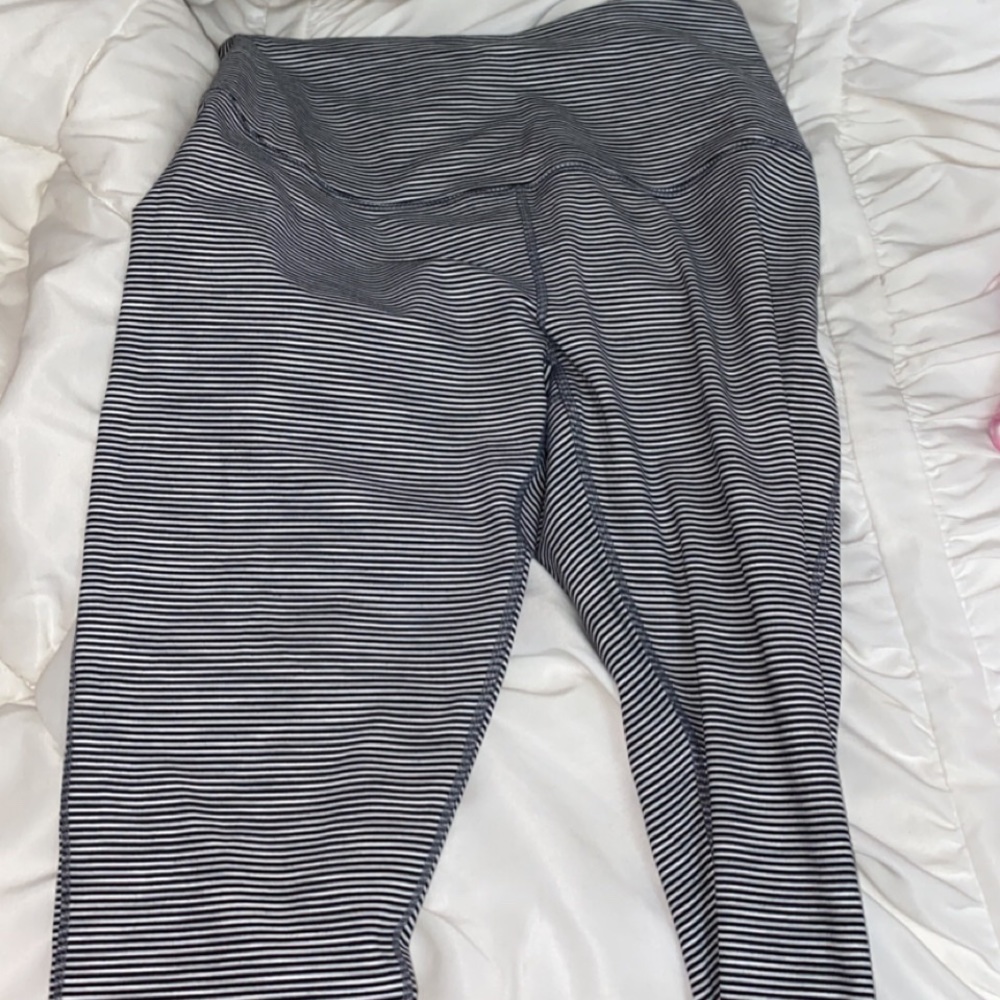 Zella Small Striped Black Leggings Worn Once